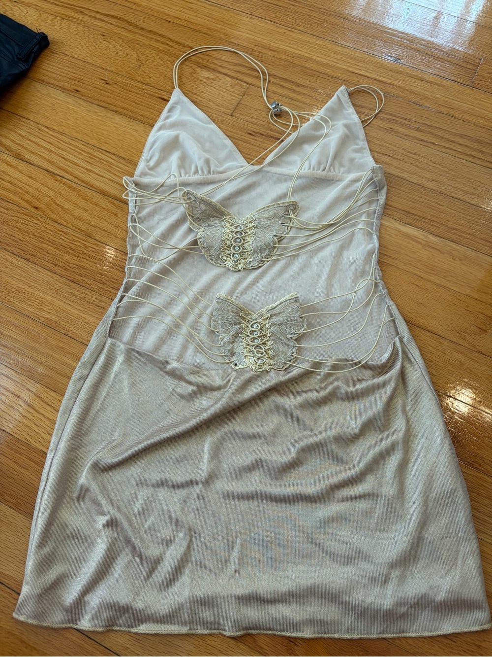 I.AM.GIA Satin Butterfly Mini Dress in Cream